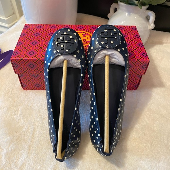 ✨NEW✨TORY BURCH MINNIE TRAVEL BALLET WITH LEATHER LOGO - Picture 3 of 7